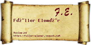 Füller Elemér névjegykártya